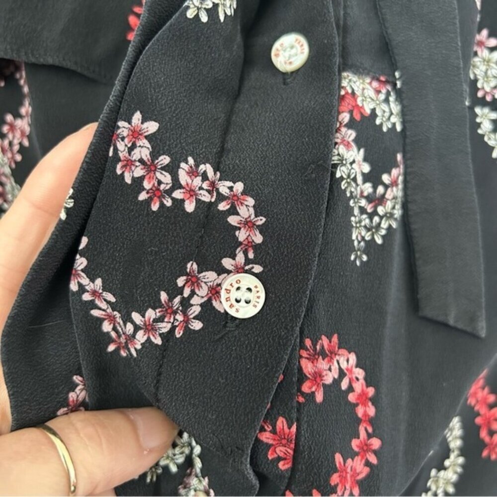 Sandro Hearts and Lace Silk Shirt - Picture 8 of 12